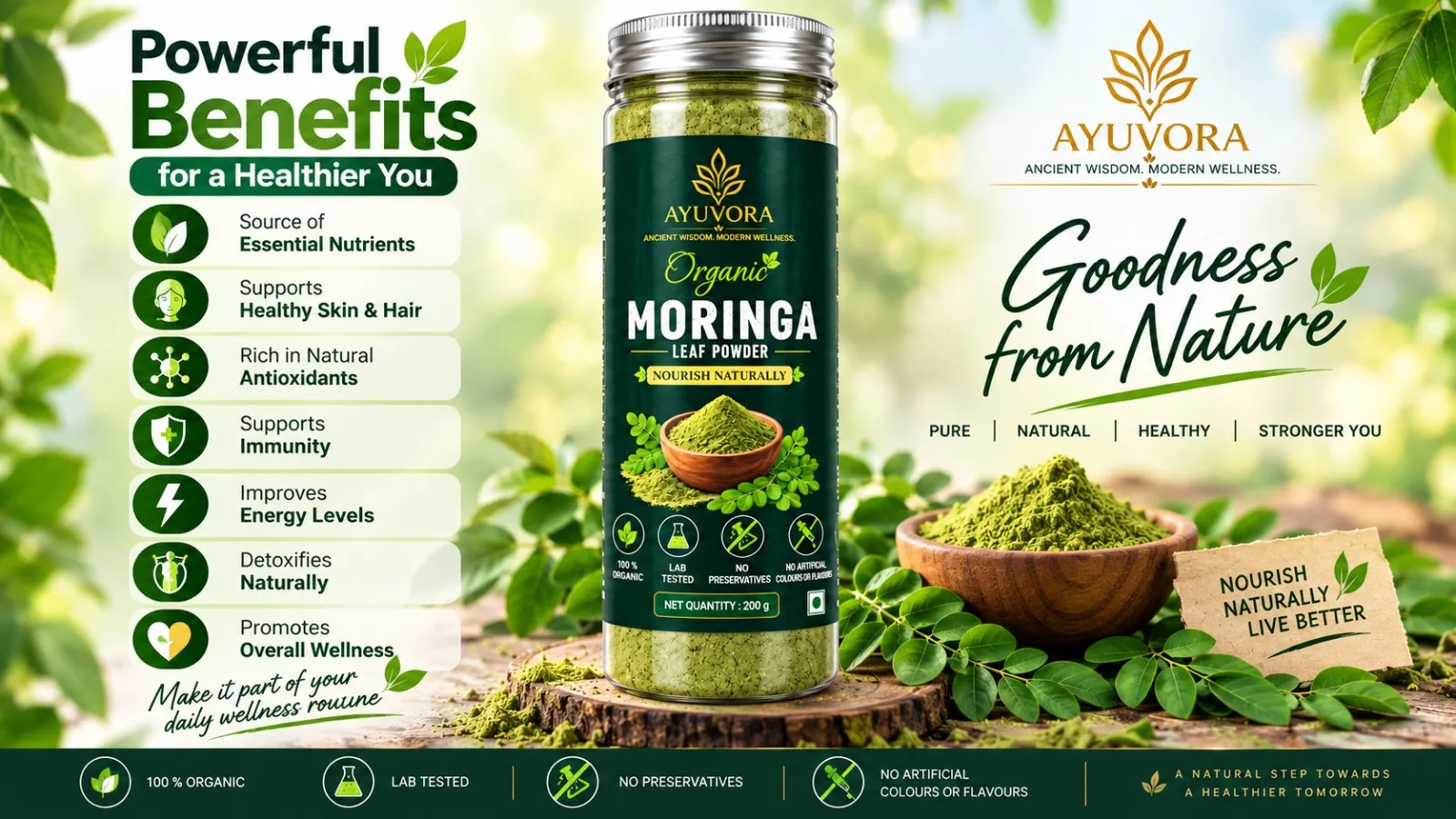 Ayuvora Organic Moringa Powder - Ayuvora promise